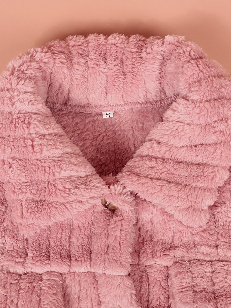 Autumn And Winter New Style Fur Plush Cardigan Lapel Short Buckle Regular Fit Coat