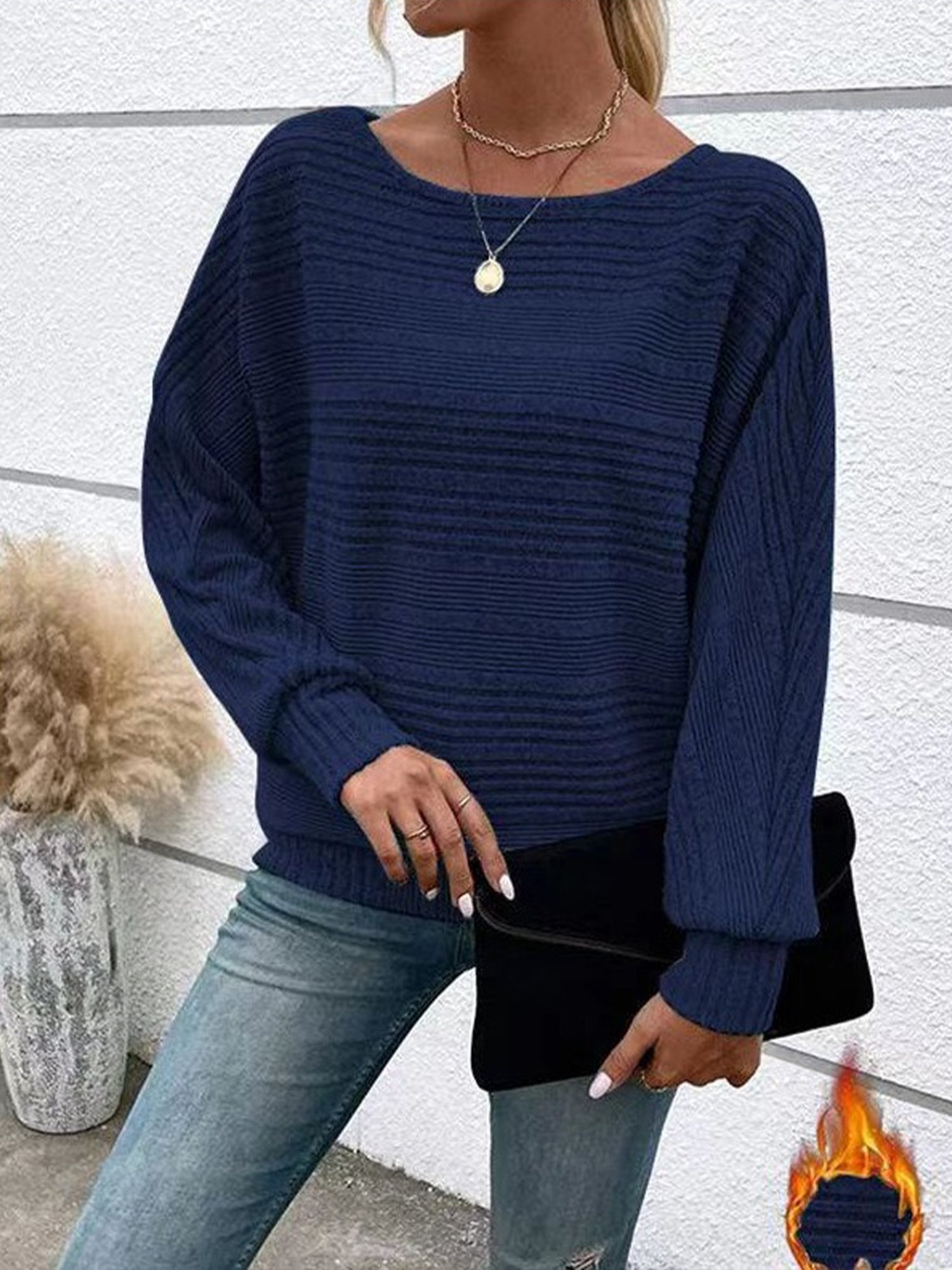 Casual Plain Crew Neck Blouse
