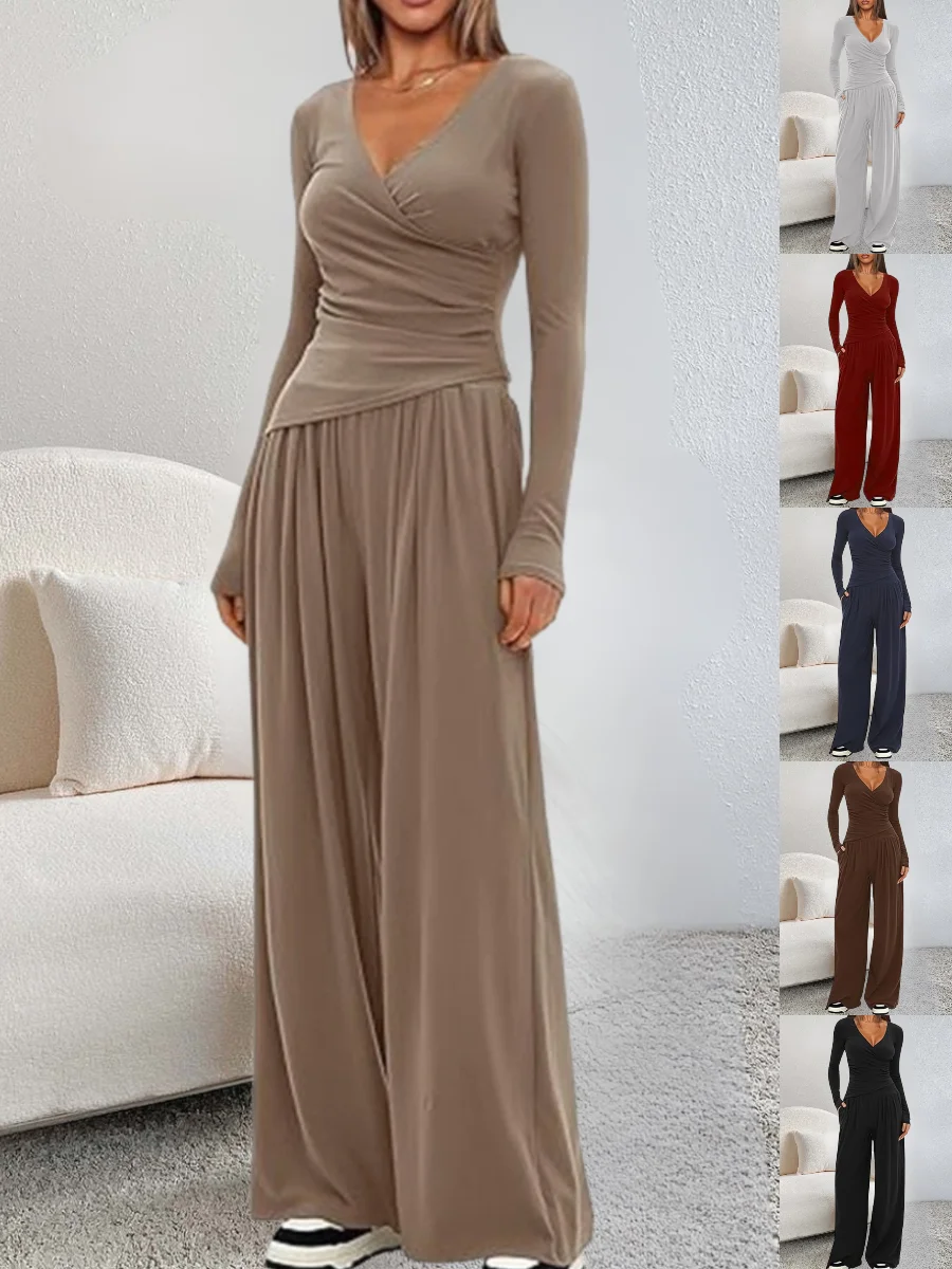 Women's Split Joint Plain Daily Going Out Two-Piece Set Black Casual Spring/Fall Top With Pants Matching Set