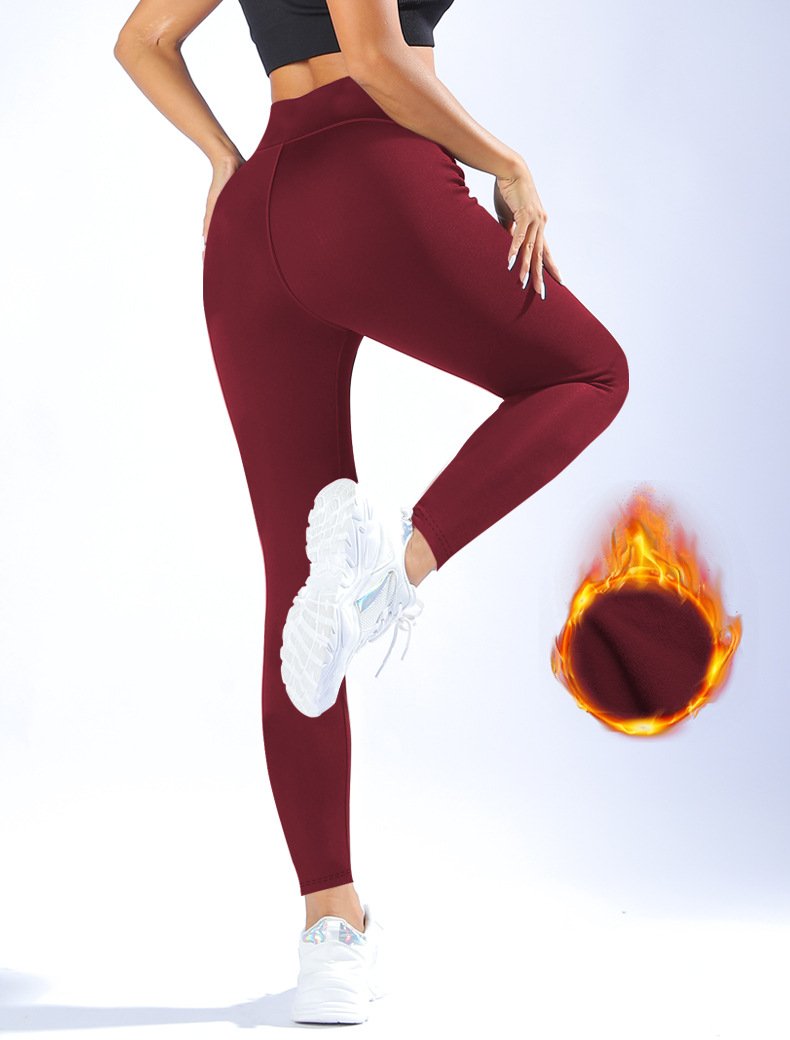Women's Warm High Waist Casual Sports Leggings Autumn And Winter Plus Fleece Yoga Tights