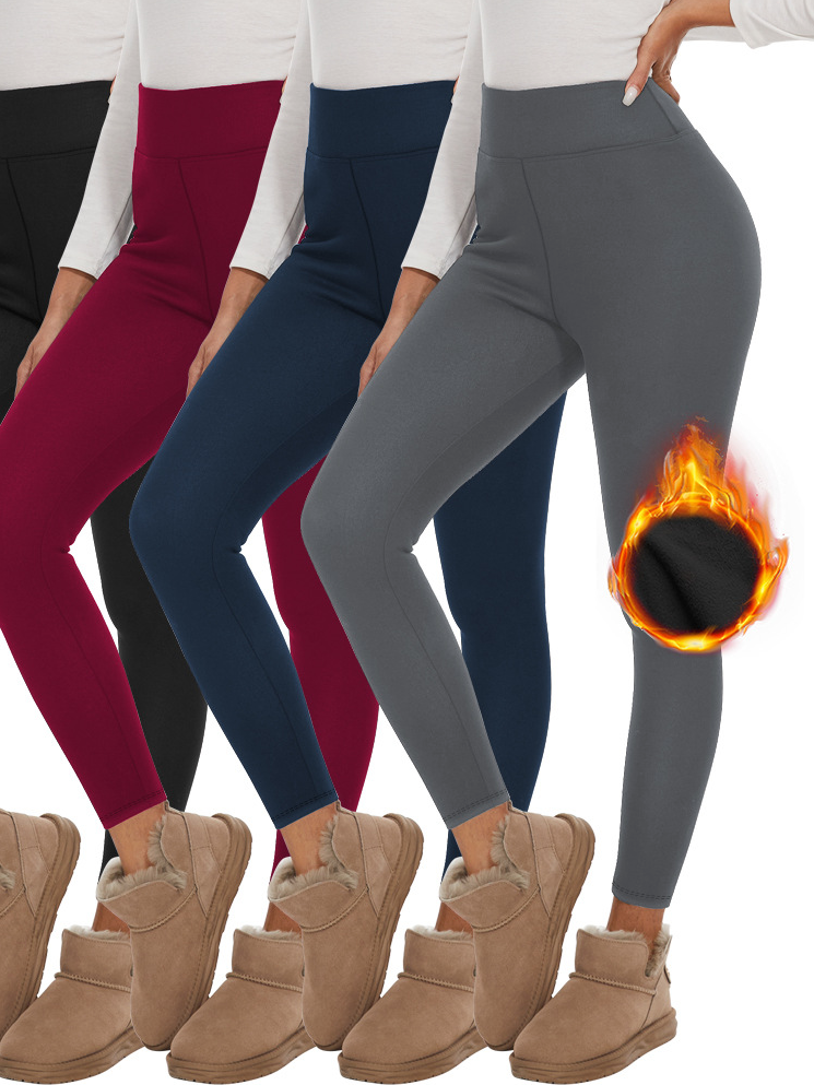 Women's Warm High Waist Casual Sports Leggings Autumn And Winter Plus Fleece Yoga Tights