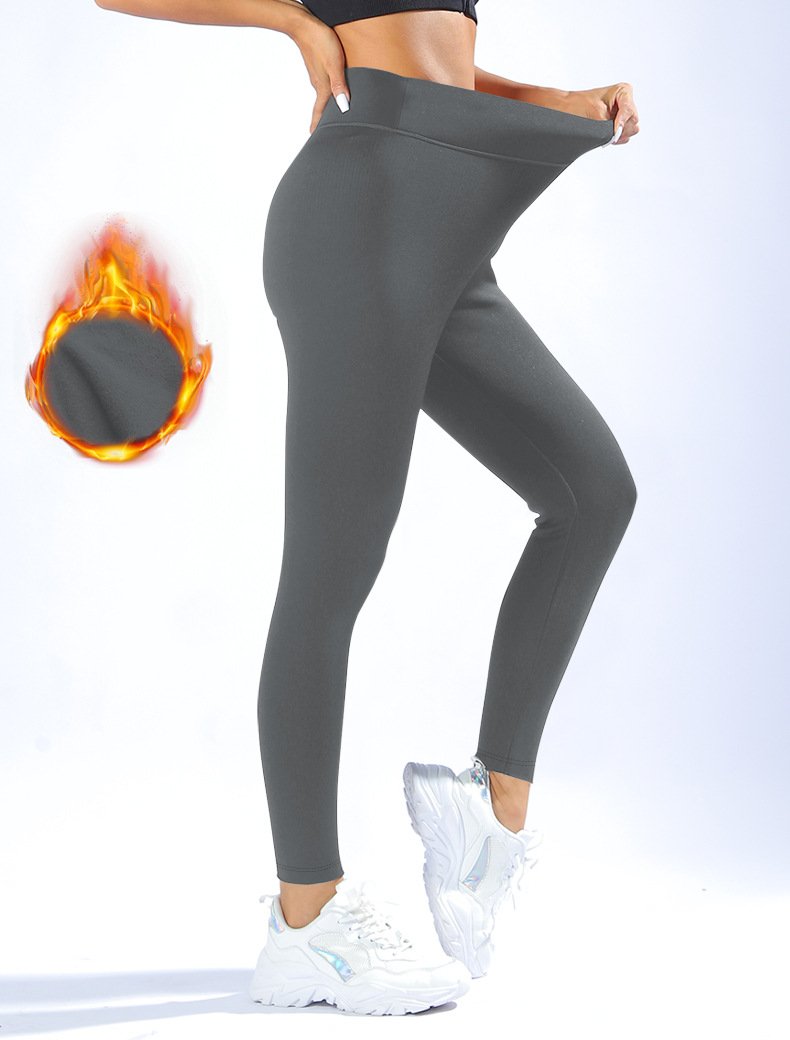 Women's Warm High Waist Casual Sports Leggings Autumn And Winter Plus Fleece Yoga Tights