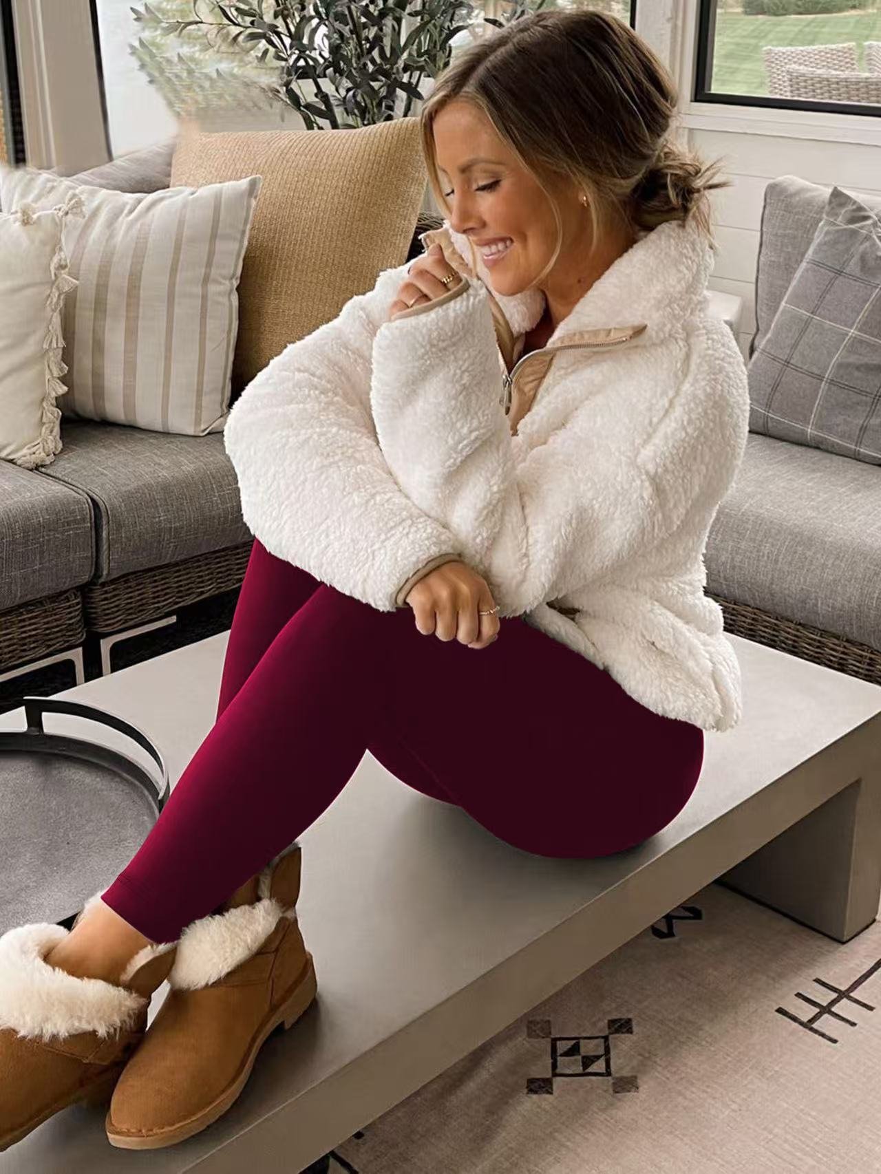 Women's Warm High Waist Casual Sports Leggings Autumn And Winter Plus Fleece Yoga Tights