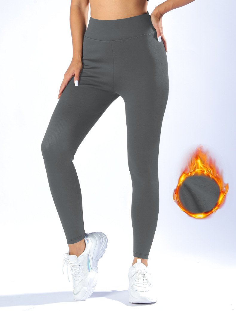 Women's Warm High Waist Casual Sports Leggings Autumn And Winter Plus Fleece Yoga Tights