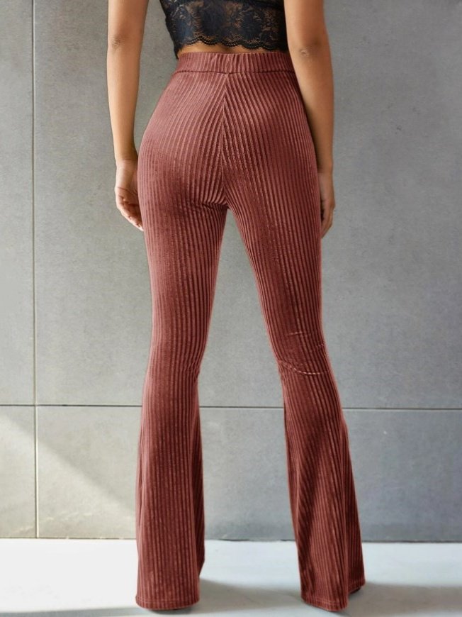 Women's  Elastic Waist H-Line Flare Pants Daily Going Out Pants Gray Casual Split Joint Plain Spring/Fall Pants