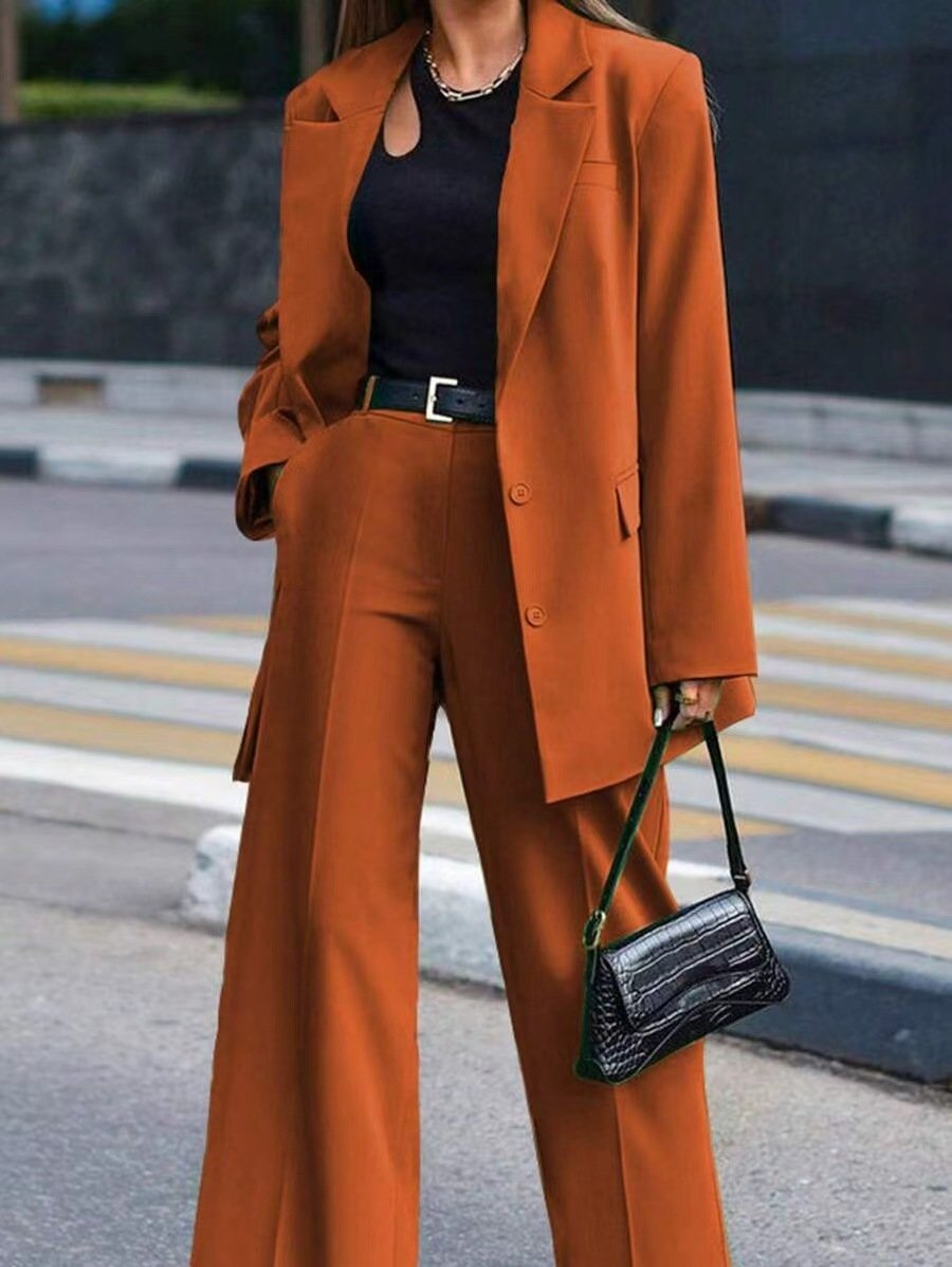 Cotton Plain Regular Fit Casual Two-Piece Set