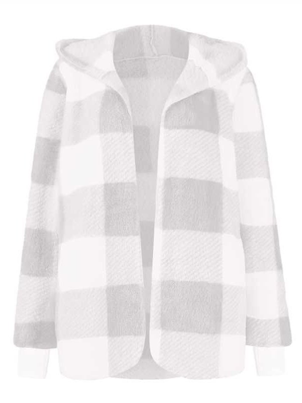 Plaid Urban Pocket Stitching Hooded Jacket