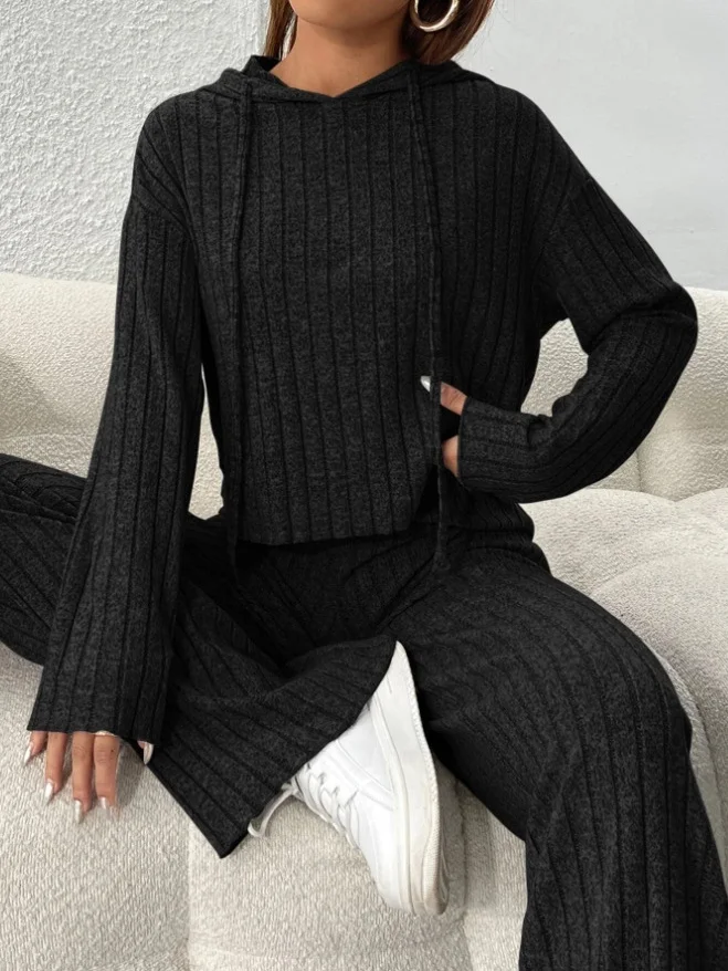 Women's Embossed Plain Daily Going Out Two-Piece Set Purple Casual Spring/Fall Top With Pants Matching Set