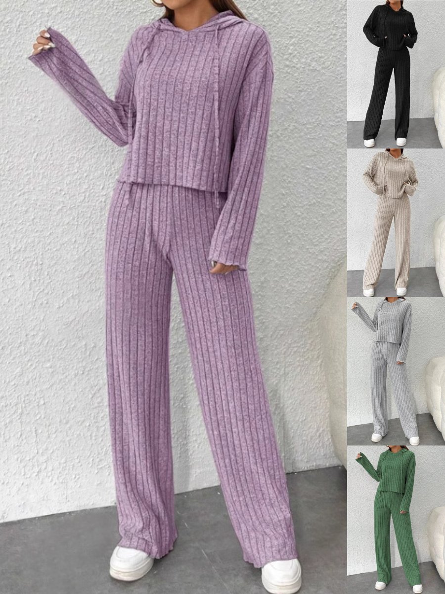 Women's Embossed Plain Daily Going Out Two-Piece Set Purple Casual Spring/Fall Top With Pants Matching Set