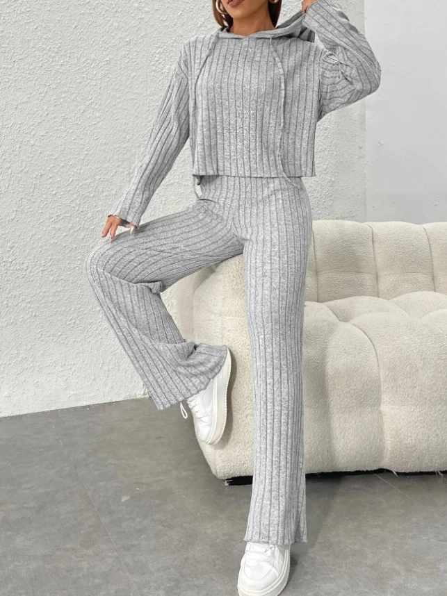 Women's Embossed Plain Daily Going Out Two-Piece Set Purple Casual Spring/Fall Top With Pants Matching Set