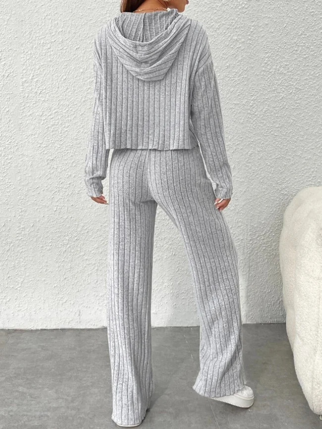 Women's Embossed Plain Daily Going Out Two-Piece Set Purple Casual Spring/Fall Top With Pants Matching Set