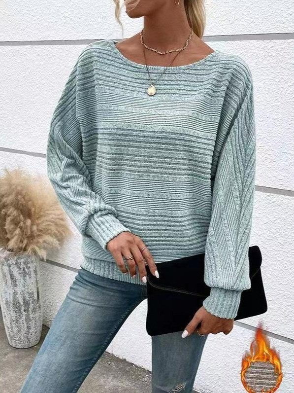 Women Plain Crew Neck Vintage Long Sleeve T-shirt