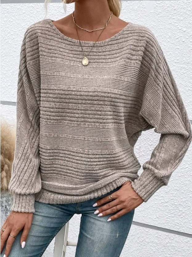 Women Plain Crew Neck Vintage Long Sleeve T-shirt