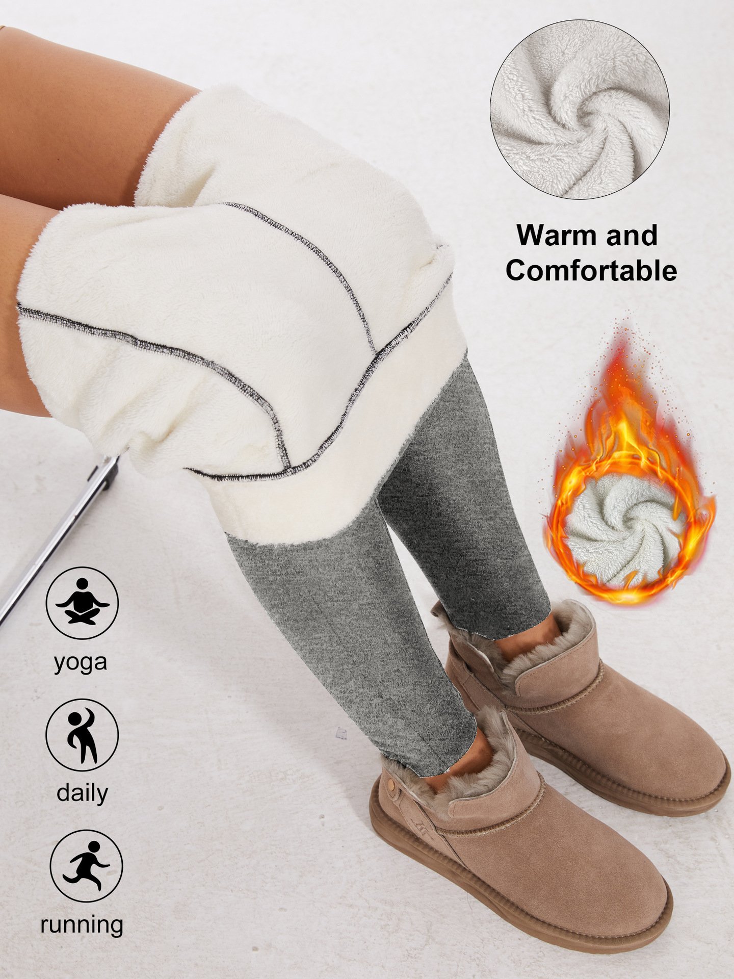 Thickened Fleece Leggings High Waist With Pockets For Women Autumn And Winter Tight Warm Yoga Pants