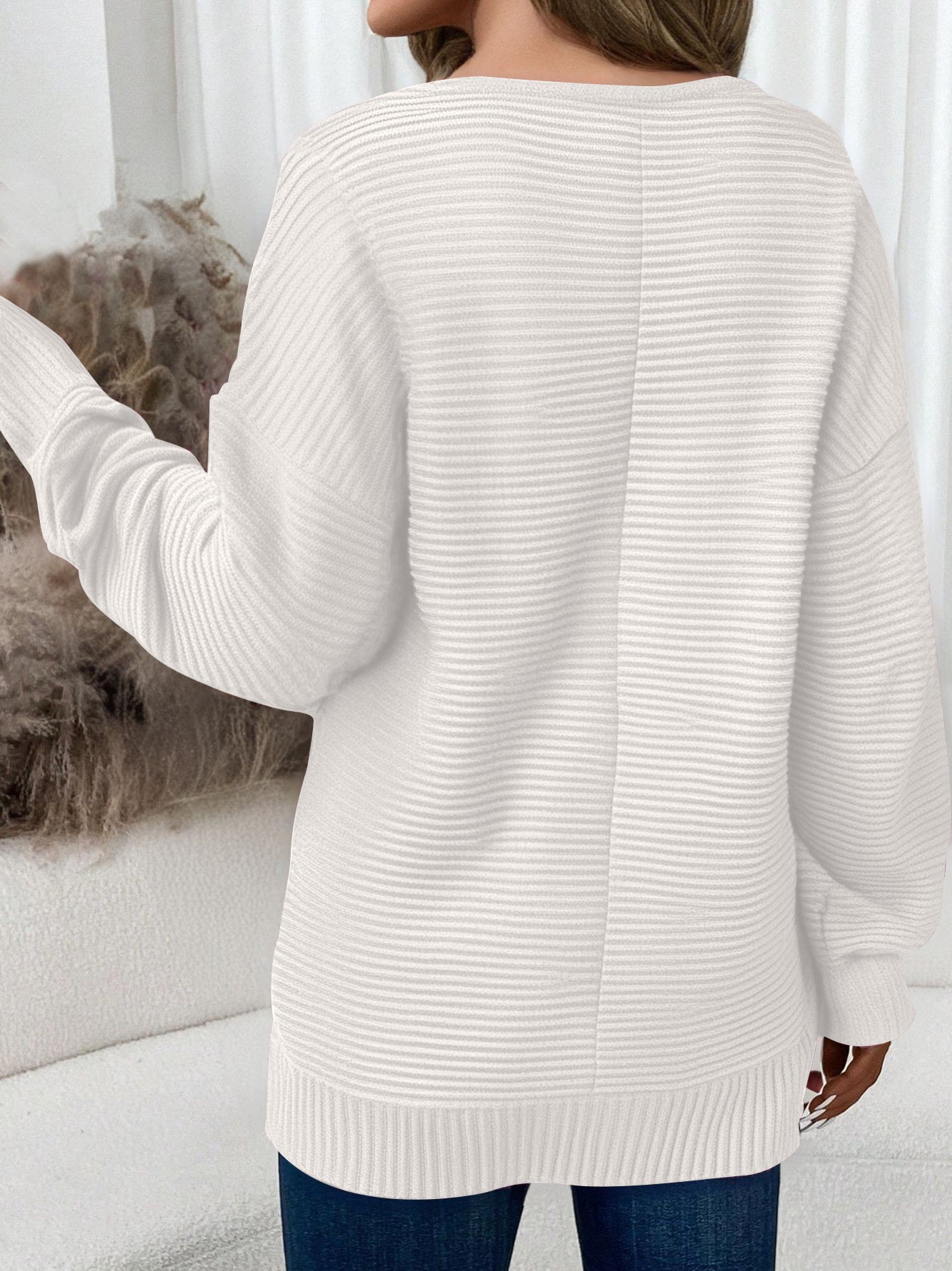 Women Plain Crew Neck Casual Long Sleeve T-shirt