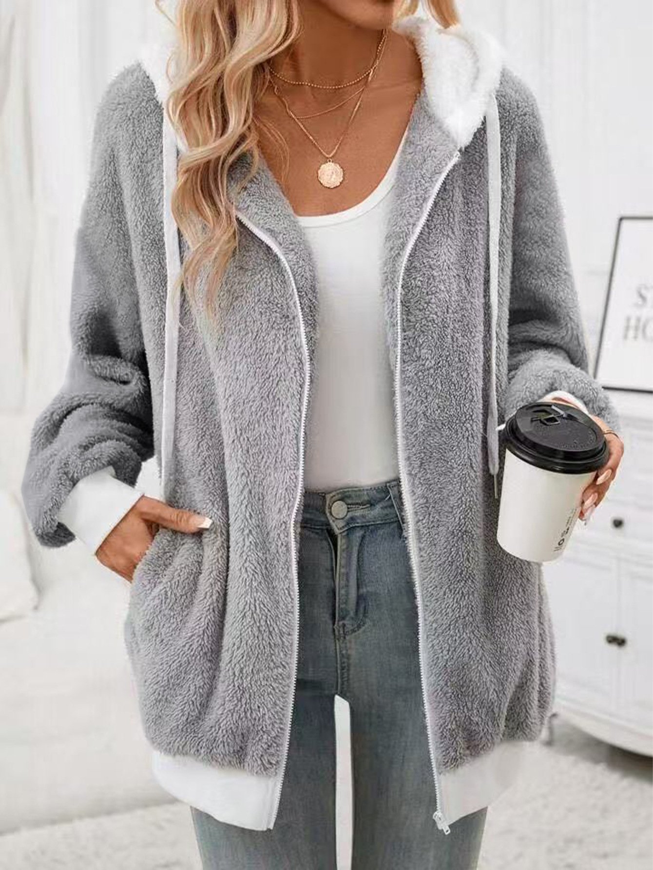 Casual Color Block Cotton Jacket