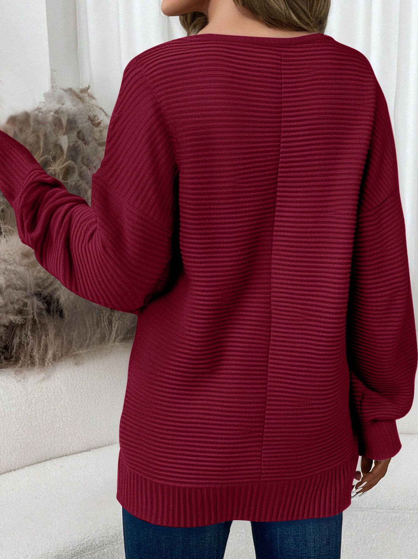 Women Plain Crew Neck Casual Long Sleeve T-shirt