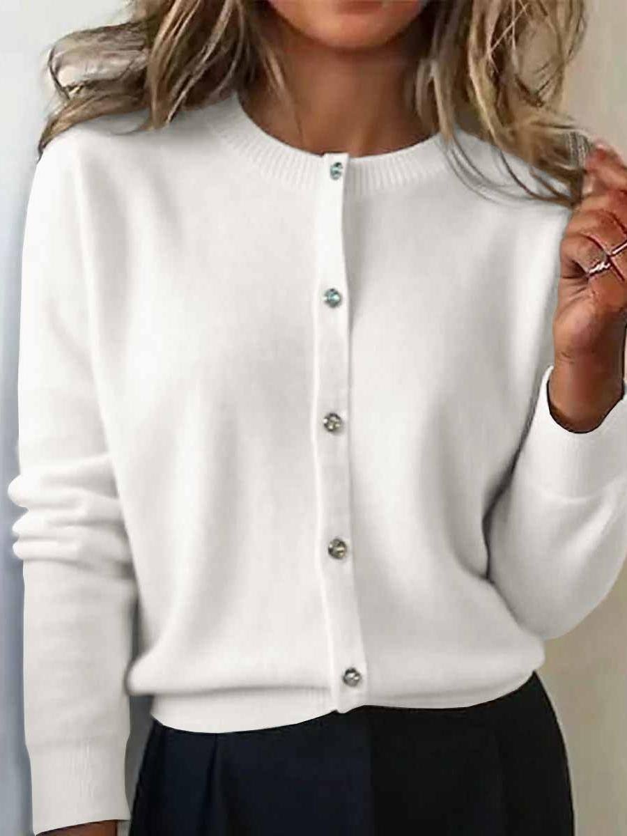Women's Autumn And Winter Round Neck Cardigan Sweater Versatile Short Top Jacket
