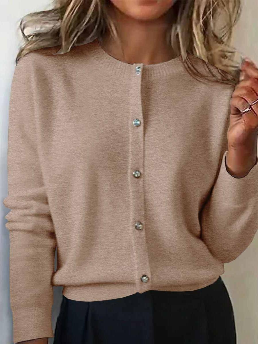 Women's Autumn And Winter Round Neck Cardigan Sweater Versatile Short Top Jacket