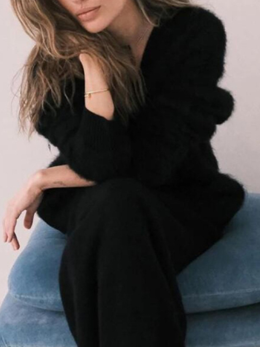Thickened Imitation Mink Knitted Cardigan 2025 New Lazy Style Design Loose Temperament V-neck Sweater Cardigan
