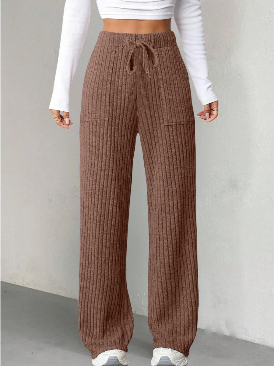 Women's  Elastic Waist H-Line Wide Leg Pants Daily Going Out Pants Blue Casual Split Joint Plain Spring/Fall Pants