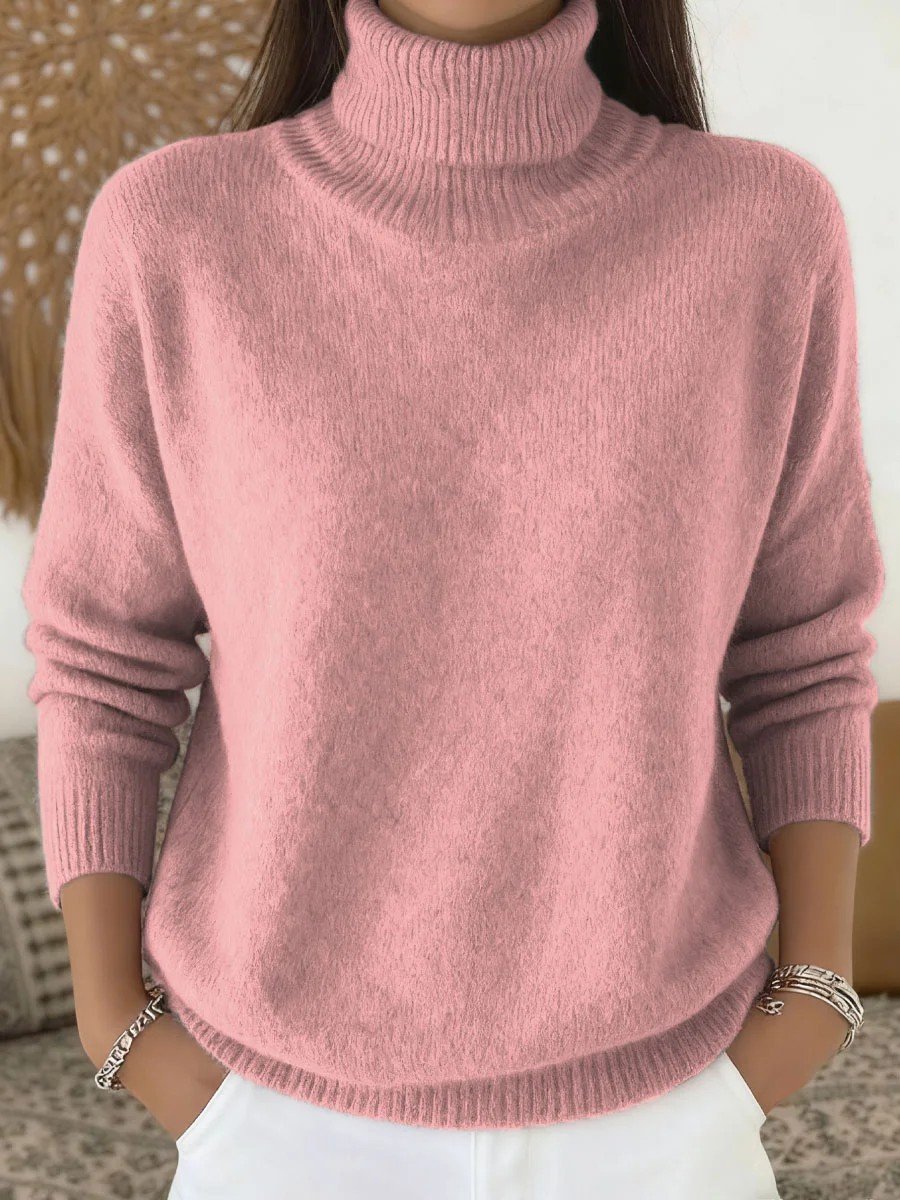 Plain Turtleneck Loose Vintage Sweater