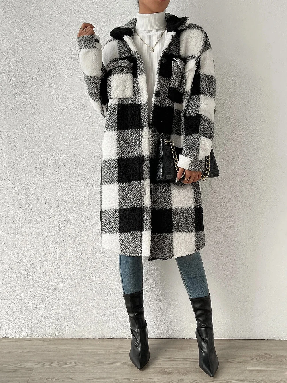 Lady Romance Buckle Coral Velvet Shawl Collar Coat