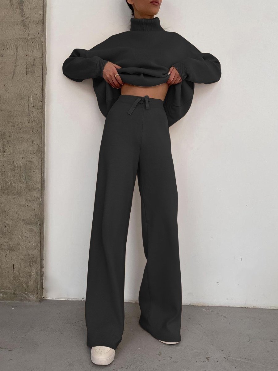 Women's Drawstring Plain Daily Going Out Two-Piece Set Khaki Casual Spring/Fall Top With Pants Matching Set