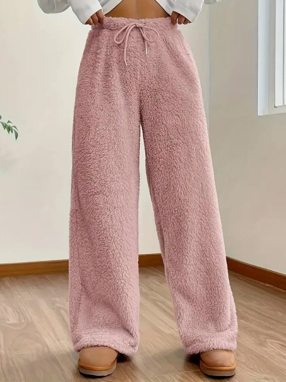 Women's  Elastic Waist H-Line Wide Leg Pants Daily Going Out Pants Apricot Casual Split Joint Plain Spring/Fall Pants