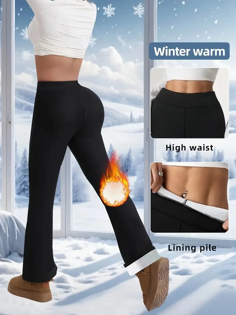 Women's  Elastic Waist H-Line Flare Pants Daily Going Out Pants Black Casual Split Joint Plain Spring/Fall Pants