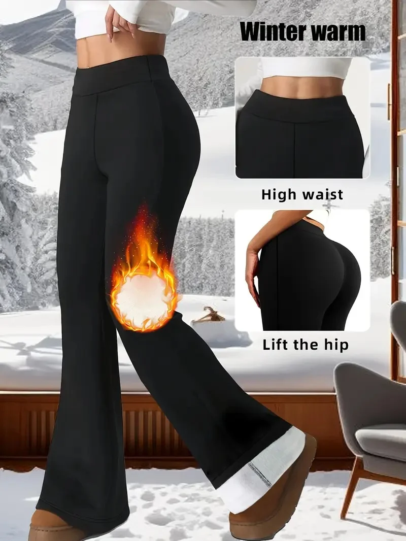 Women's  Elastic Waist H-Line Flare Pants Daily Going Out Pants Black Casual Split Joint Plain Spring/Fall Pants
