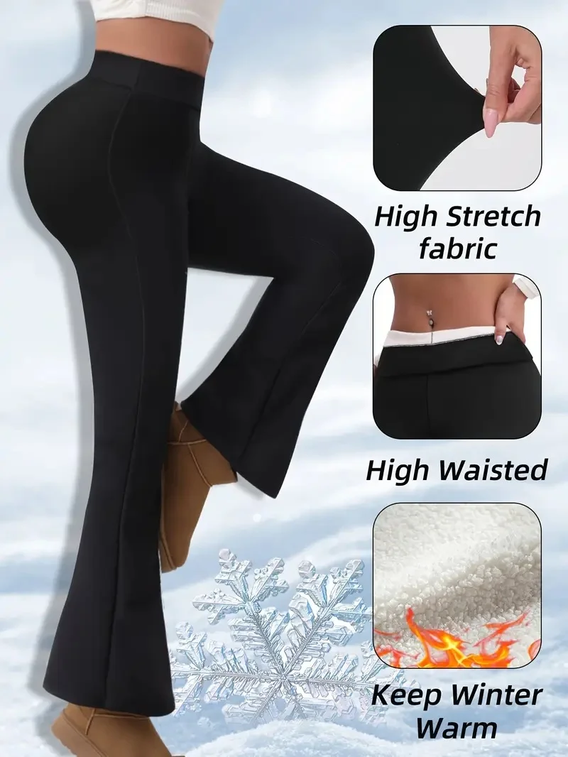 Women's  Elastic Waist H-Line Flare Pants Daily Going Out Pants Black Casual Split Joint Plain Spring/Fall Pants