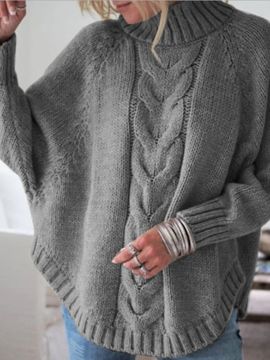 Split Joint Street Mock Neck Dolman Sleeve Sweater