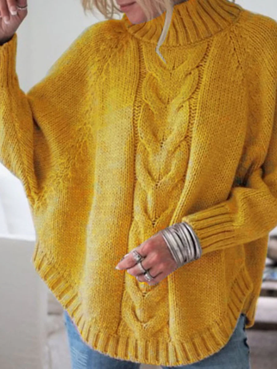 Split Joint Street Mock Neck Dolman Sleeve Sweater