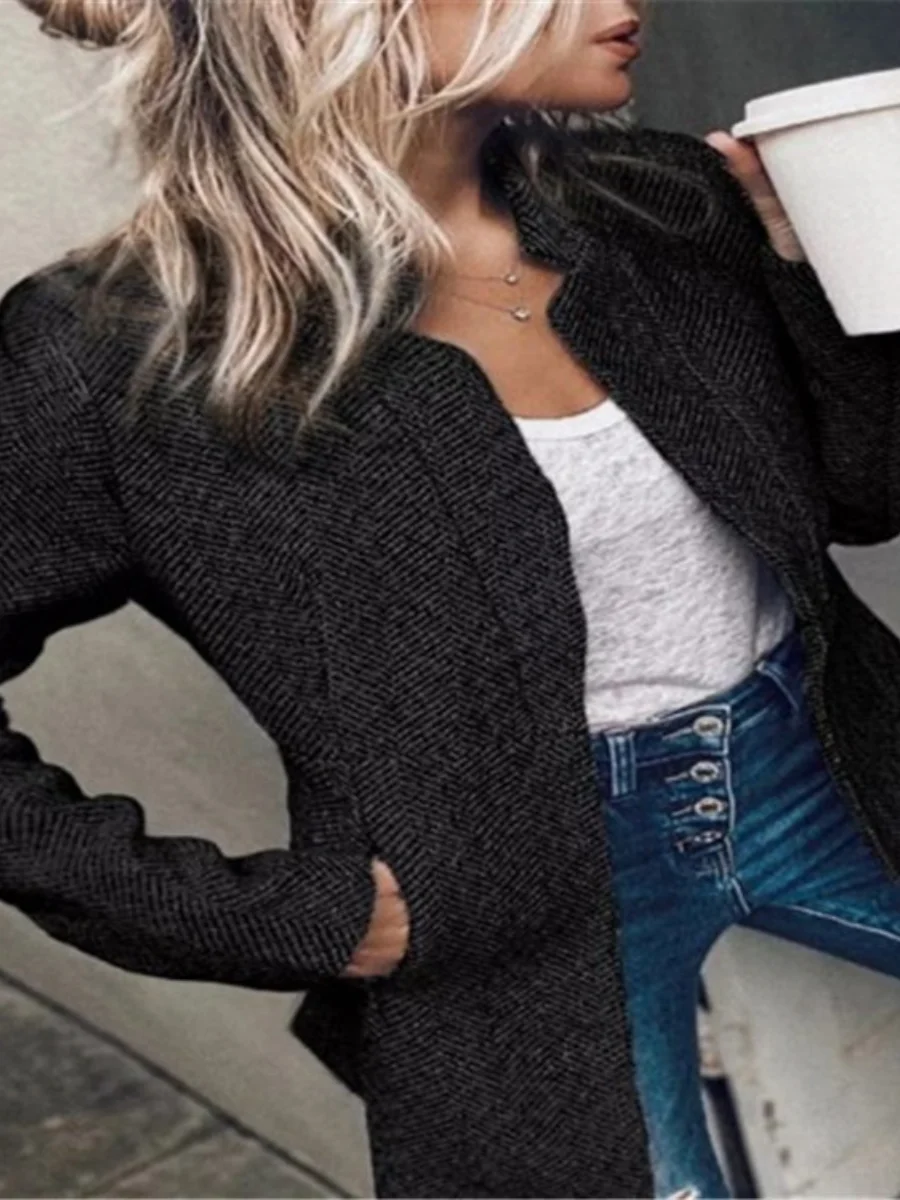 Casual Split Joint Plain Jacket