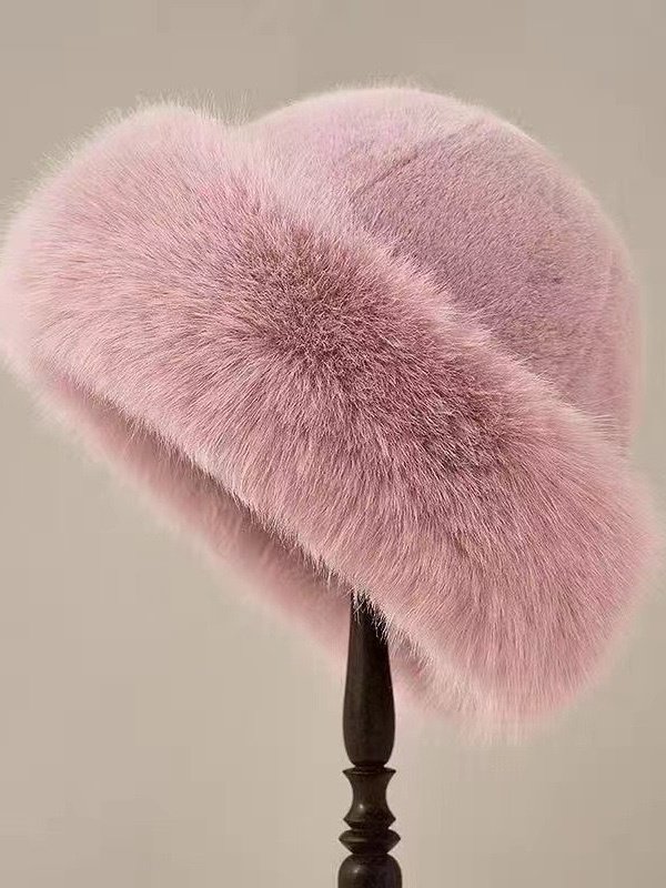 Plush Mongolian Hat For Women Thickened Autumn And Winter Windproof Cold-proof Warm Basin Hat Imitation Mink Fur Earmuffs Fisherman Hat