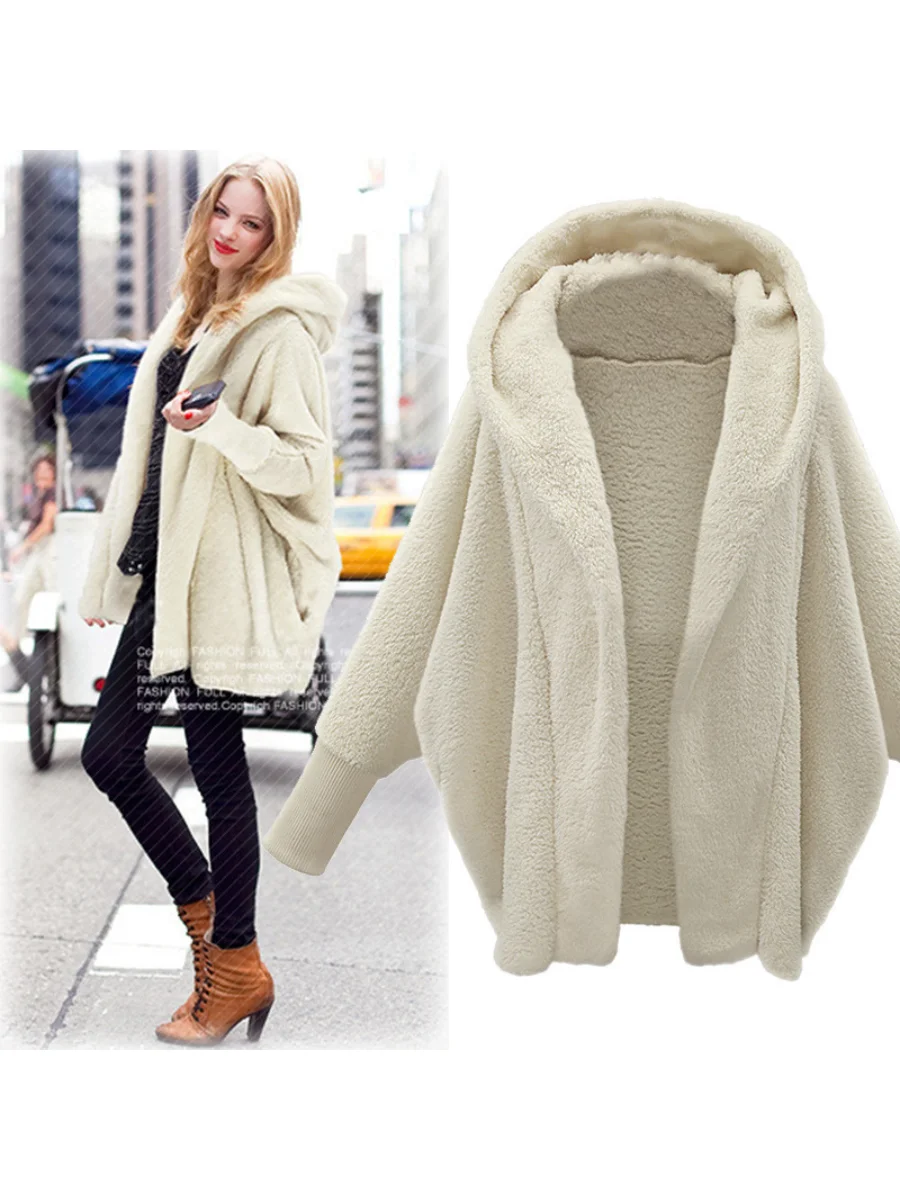 Loose Lapel Collar Dolman Sleeve Split Joint Girly Coat