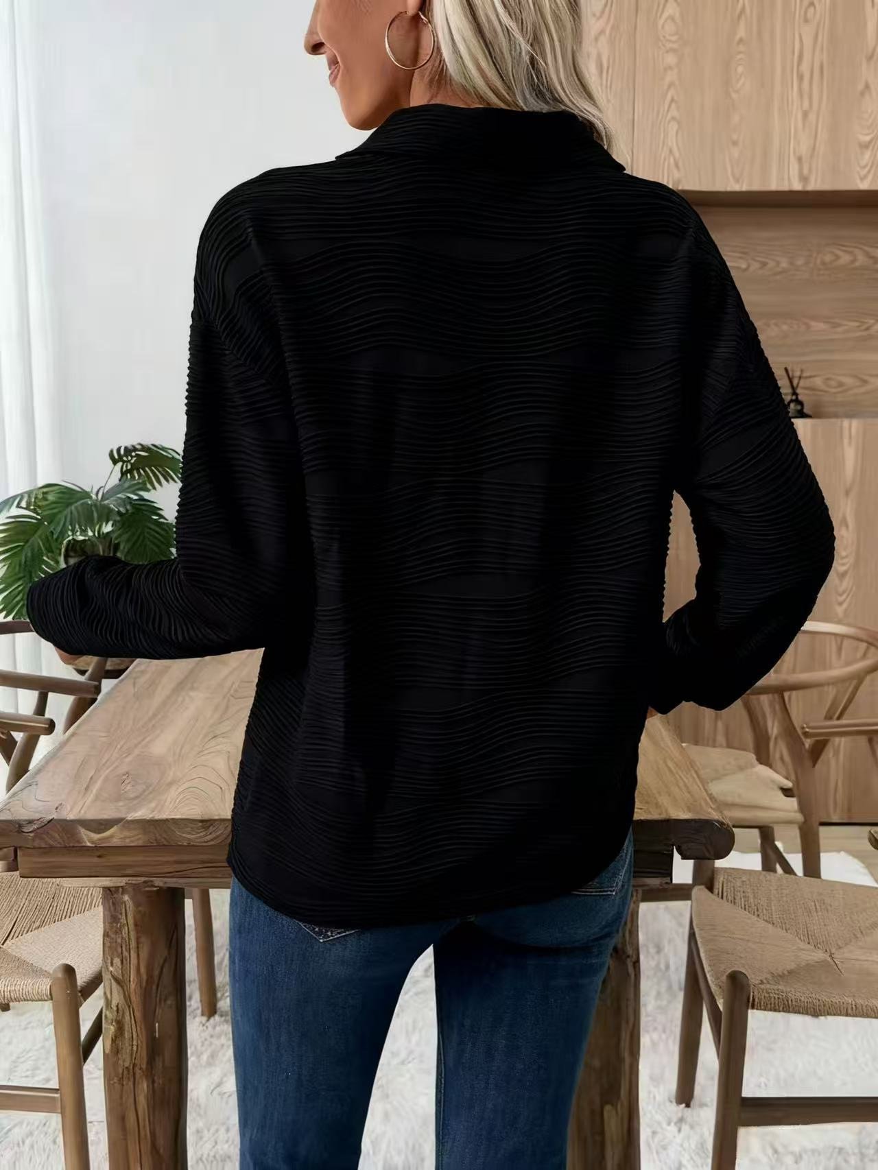 Casual Shawl Collar Cotton Sweatshirt