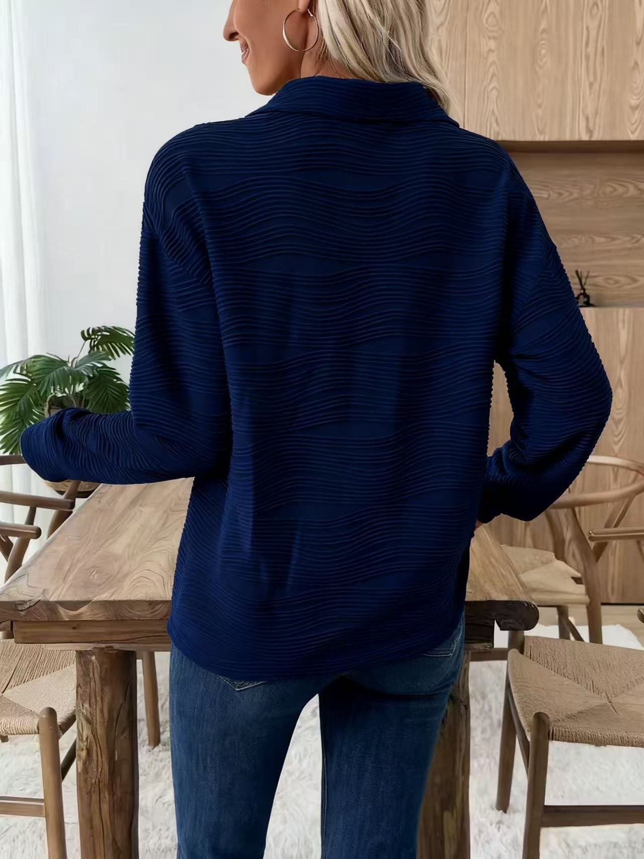 Casual Shawl Collar Cotton Sweatshirt
