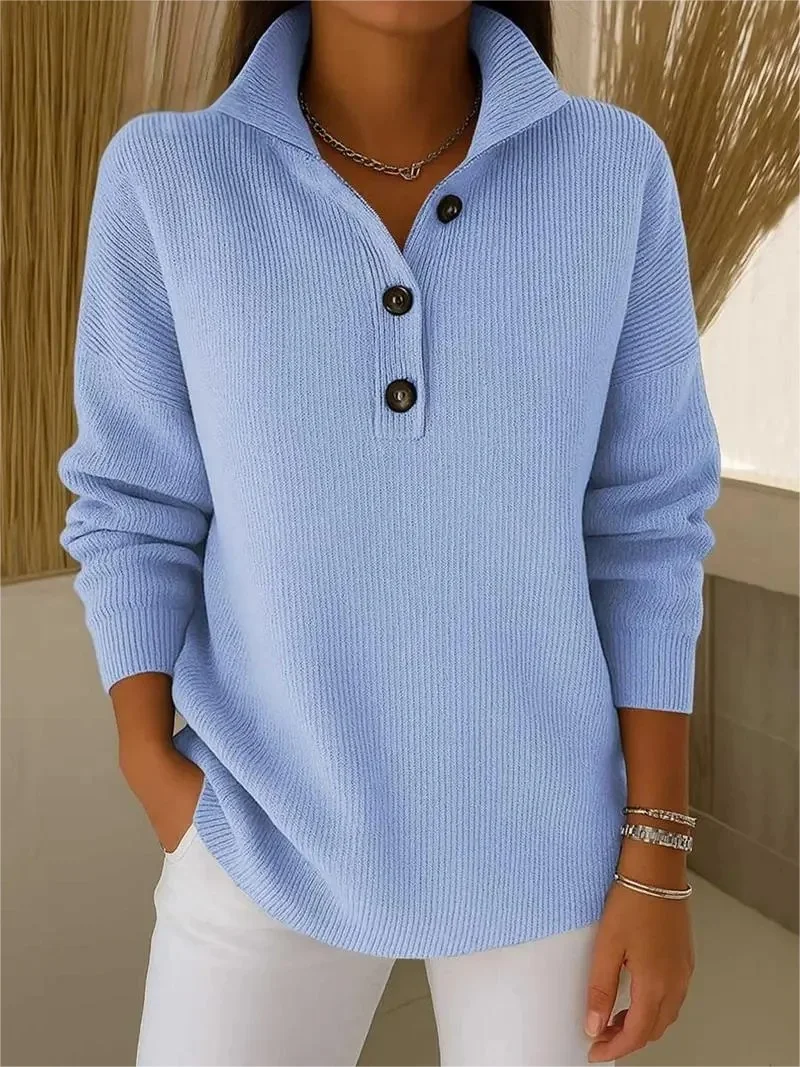 Mock Neck Plain Simple Loose Sweater