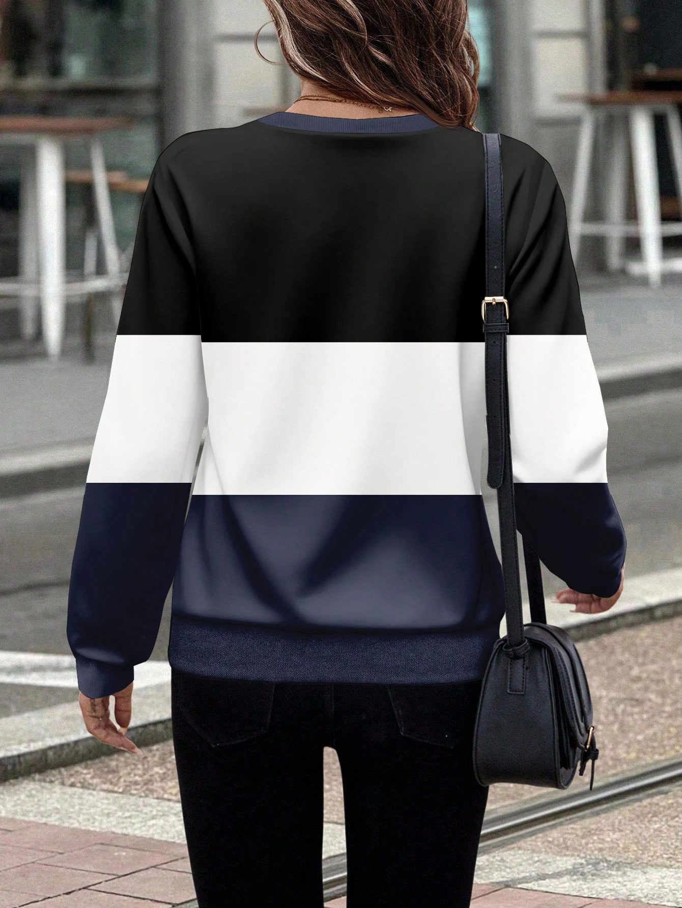 Women's Colorblock Printed Casual Zipper Long Sleeve Sweatshirt