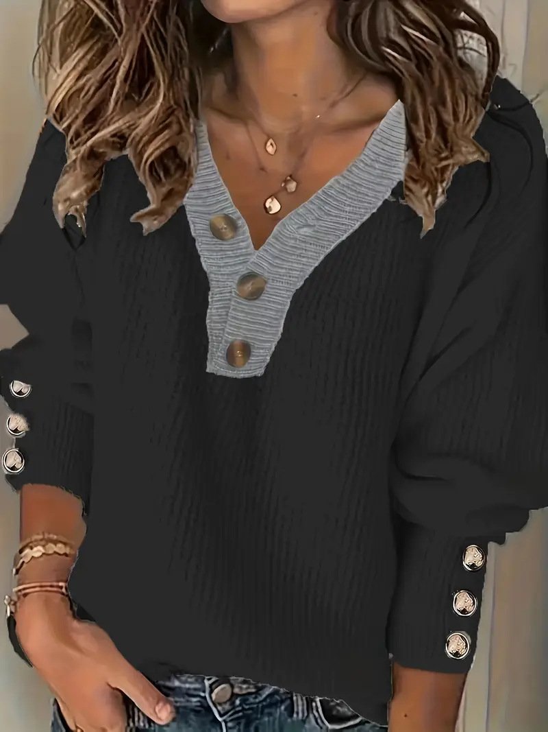 Lady Romance V Neck Loose Acrylic Sweater