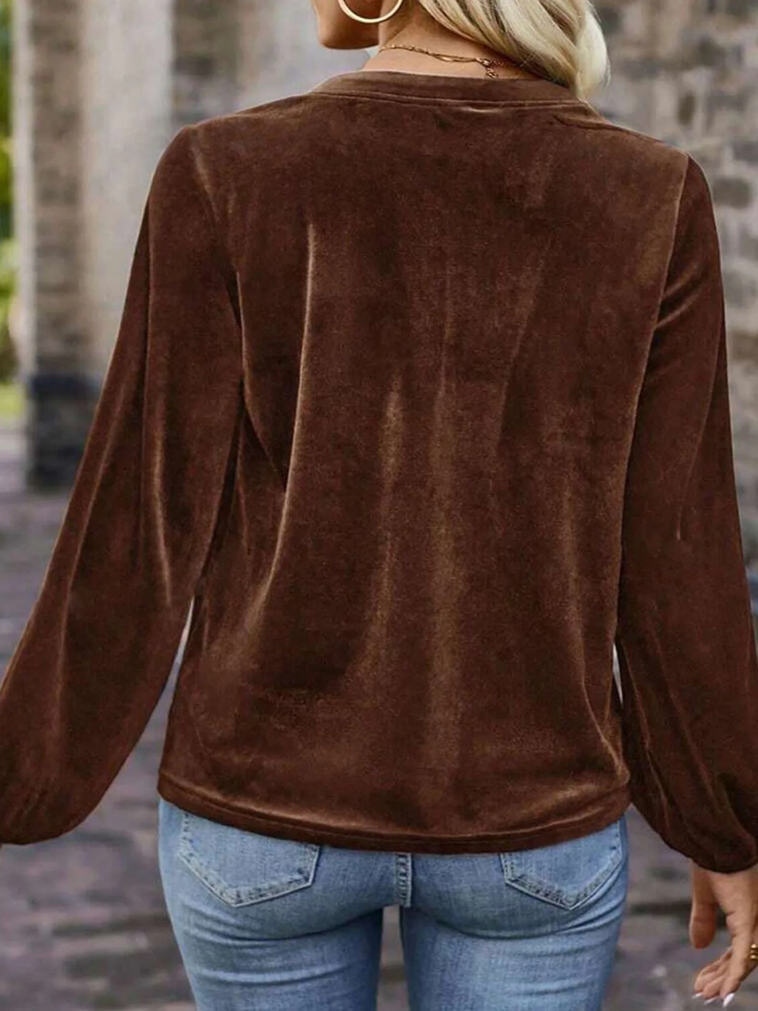 Velvet Urban Plain Crew Neck Blouse