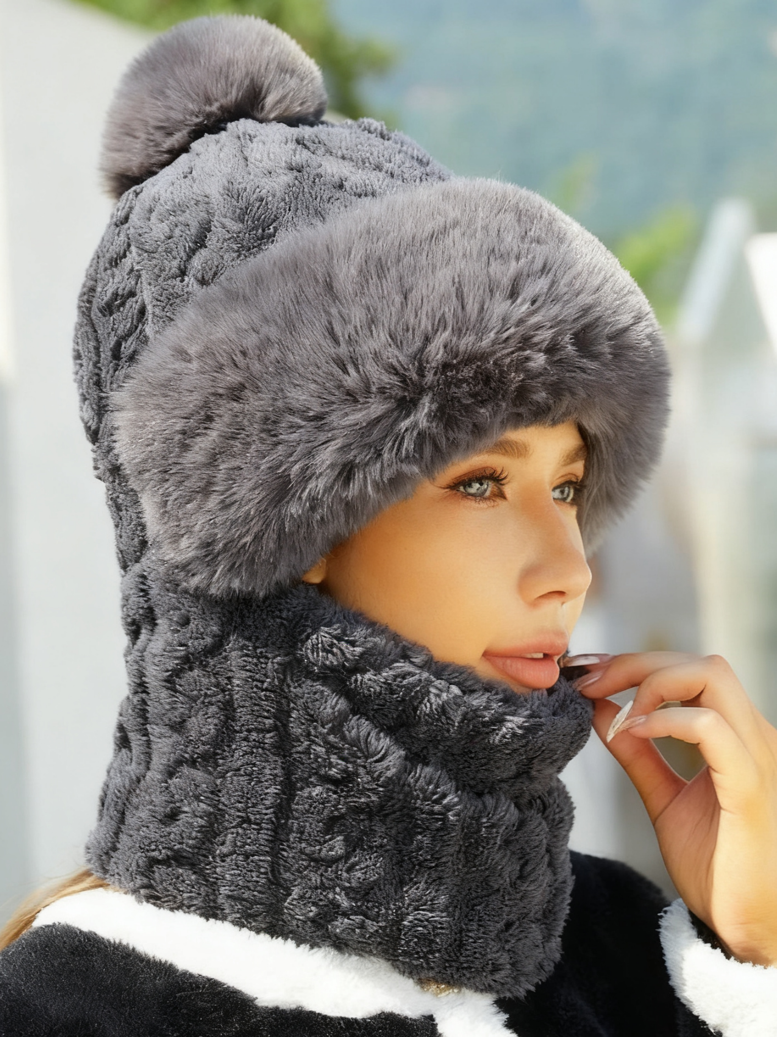 New Winter Style All-in-one Hat And Scarf Fleece-lined Thickened Windproof Cold-proof Warm Multi-functional Balaclava For Cycling