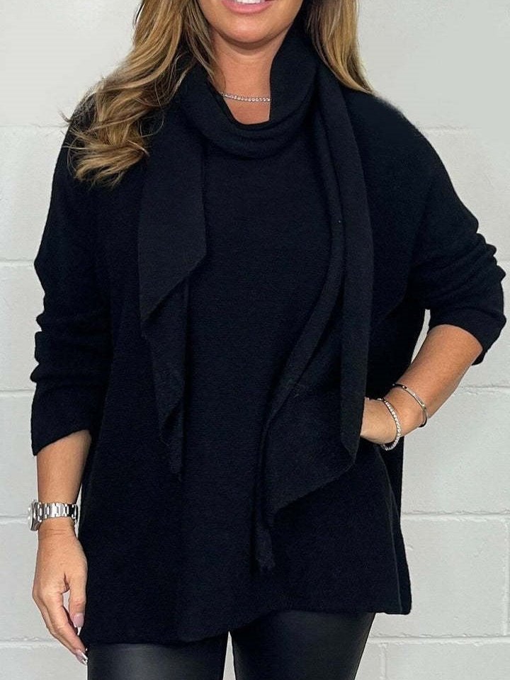 Women Plain Mock Neck Vintage Long Sleeve T-shirt