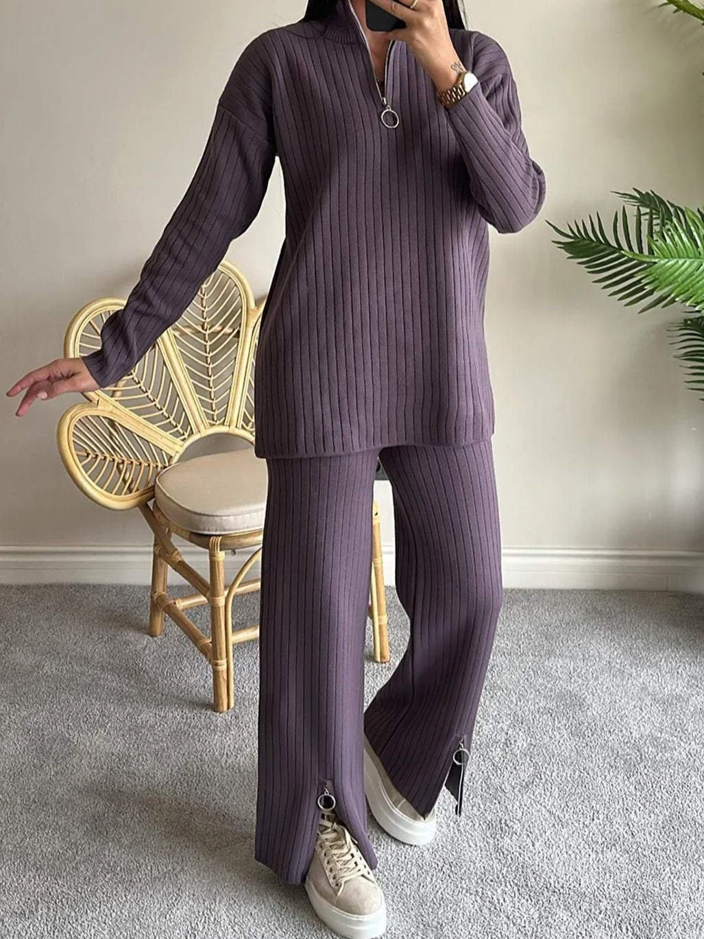 Women's Embossed Plain Daily Going Out Two-Piece Set Apricot Casual Spring/Fall Top With Pants Matching Set