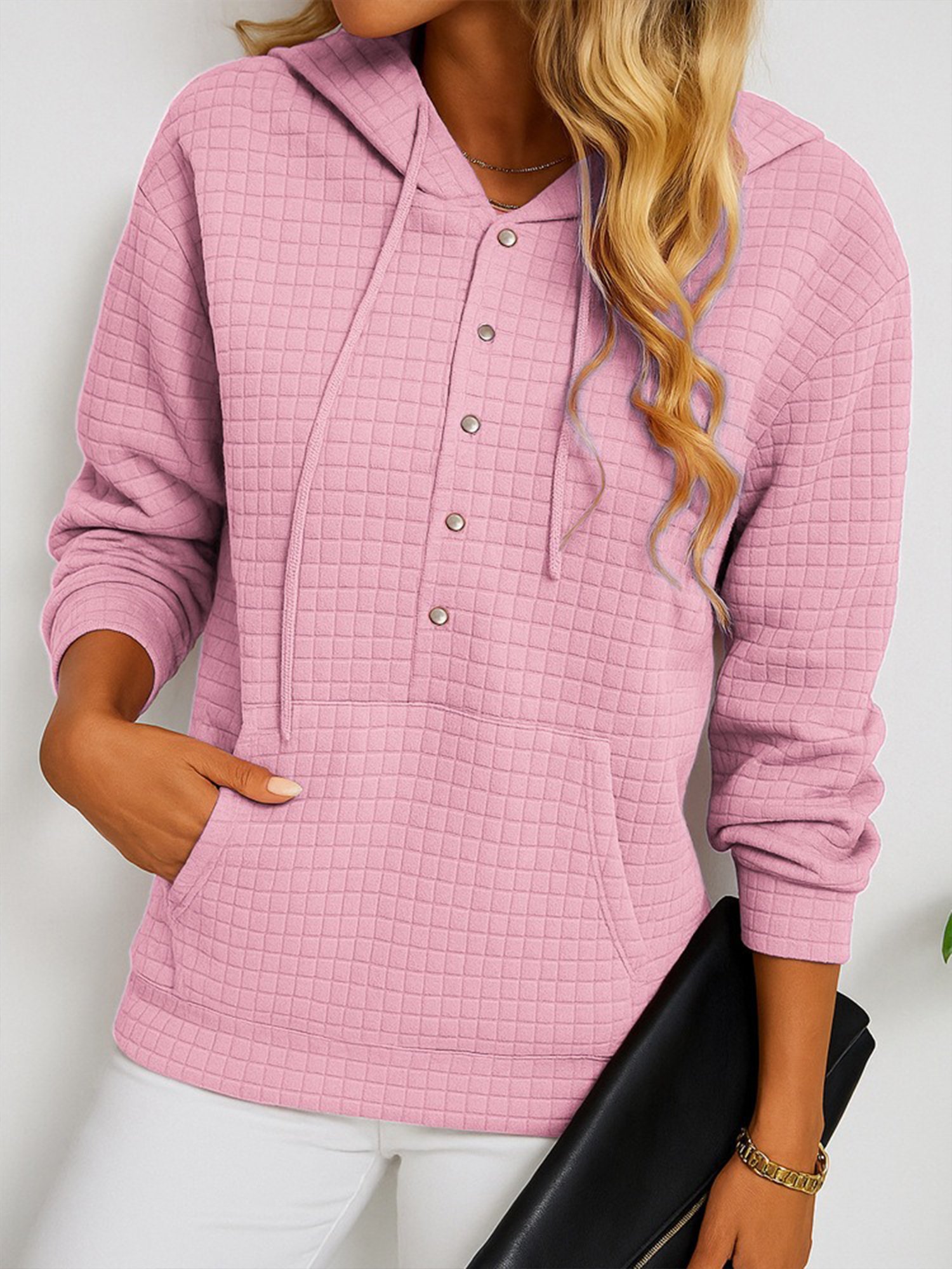 Casual Plain Long Sleeve Hoodie