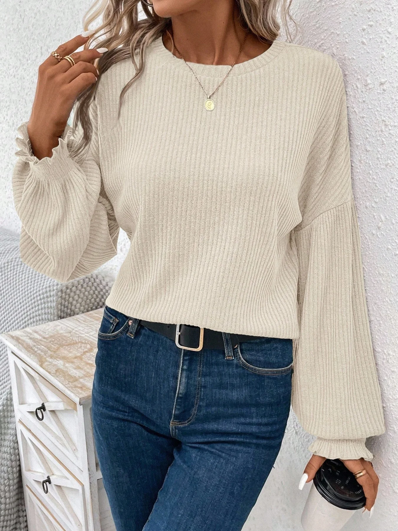Crew Neck Modal Loose Elegant Knit Top