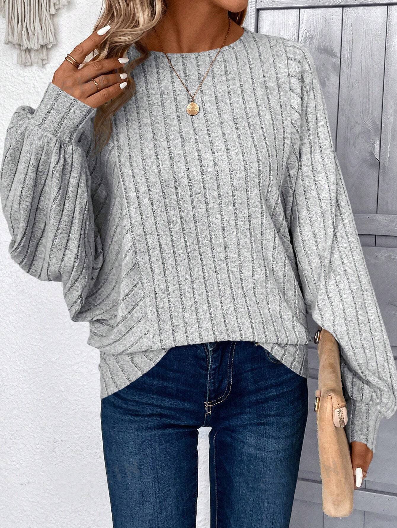 Women Plain Crew Neck Elegant Long Sleeve T-shirt