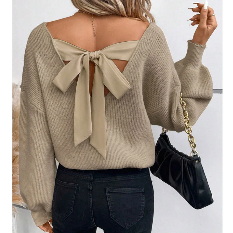 Loose Elegant Acrylic V Neck Sweater